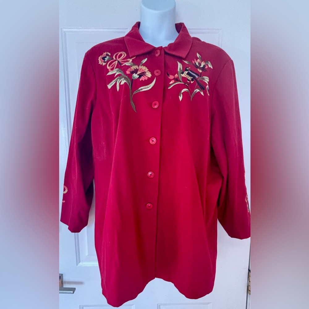 Vintage Victor Costa Red Embroidered Blazer